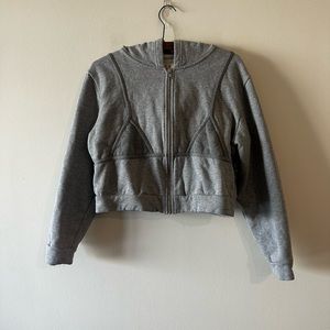 Fashion Brand Company Bikini Bod Bra Outline Hoodie Zip Up Grey XS/S Crop FBC